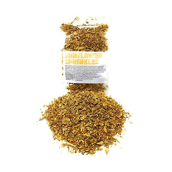 Dried, natural Sunflower Sprinkles from Germany | Net Weight: 0.52oz / 15g | Perfect addition to any salad, snack or smoothie bowl - Sprinkles for ingredients in soaps, candles & potpourri