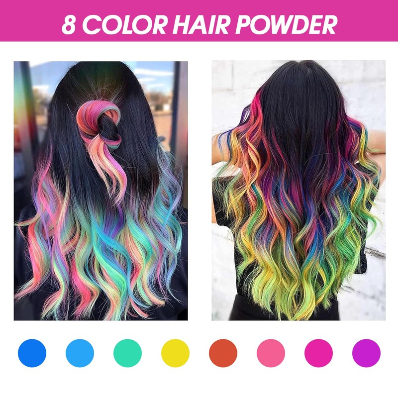 Landrain Pack of 8 Temporary Hair Chalks for Girls, Washable