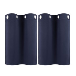 PiccoCasa Blackout Curtains 2 Panels Grommet, Navy Blue Thermal Insulated Curtains Panel Darkening Small Window Curtains for Bedroom Living Room 29 x 18 Inch (Width x Length), 18inch Drop