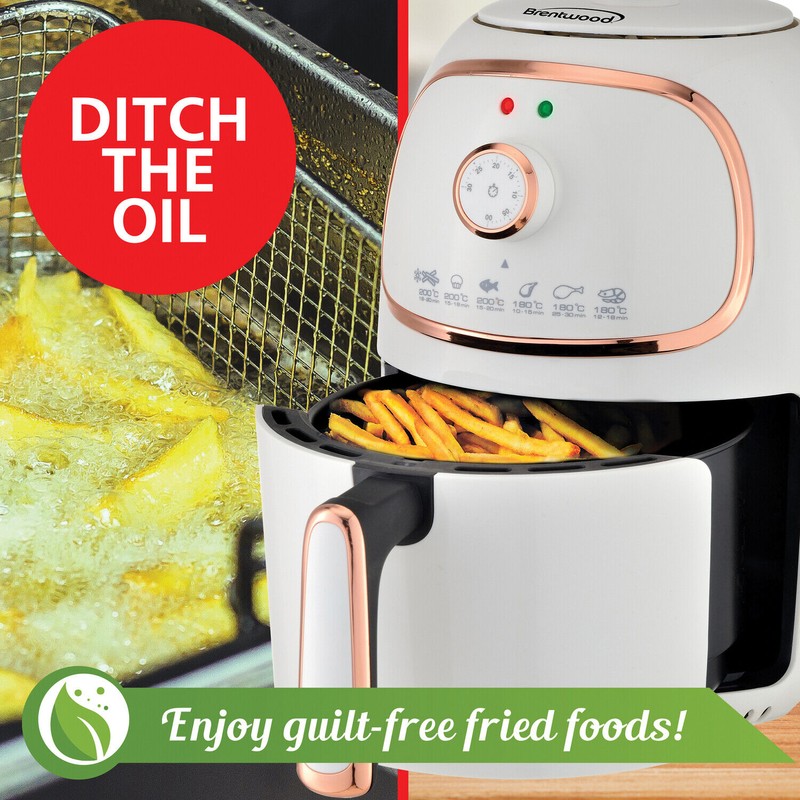 BRENTWOOD AF-202W 2-Qt. 1,200-Watt Electric Air Fryer with Timer and