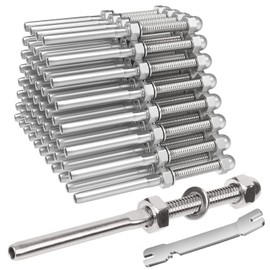 BLIKA 50 Pack Cable Railing Swage Threaded Stud Tension End Fitting Terminal for 1/8" Deck Cable Railing, T316 Stainless Steel, Cable Railing Tensioner 1/8" for 2"x2" Wood/Metal Post
