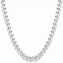 Razzberry Mens 5mm Wide 60cm Length Stainless Steel Chunky Cuban Link Chain Necklace, 5mm Wide 60cm Length Durable and Waterproof, with Black Velvet Gift Pouch (5)