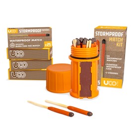 UCO Stormproof, Waterproof & Windproof Match Kit with 4 Packs of Refill Matches