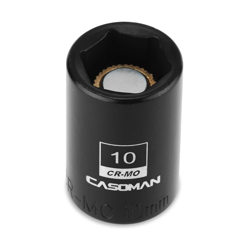 CASOMAN 1/4" Drive 10mm Shallow Magnetic Impact Socket, Metric, 6-Point,