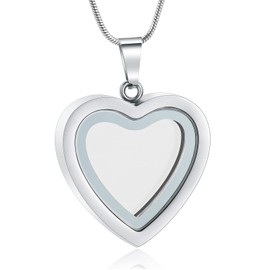 VCCWYQK Cremation Jewelry Glass Heart Urn Necklace for Ashes Stainless Steel Memorial for Ashes Keepsake Pendants for Women (A)