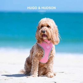 HUGO & HUDSON Dog Harness, No Pull Quick Dry Mesh, Breathable Rear Buckle Pet Vest, Pink, L