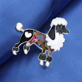 DUOWEI Cute Poodle Dog Brooch Pins for Women Teens Girls Floral Enamel Dog Brooch Jewelry Clothes Scarf Jacket Decoration, enamel, No gemstone