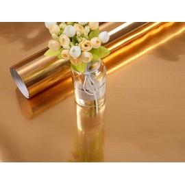 Yija Self Adhesive Brushed Metal Look Film Vinyl Waterproof Anti Greasy Counter Top Peel Stick Metallic Gloss Shelf Liner for Kitchen Cabinet 15.6inch by 79inch (Gold)
