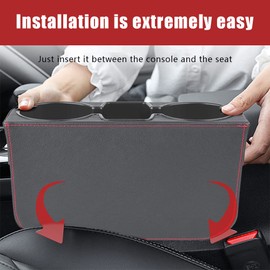 Car Seat Gap Filler Organizer, Auto PU Leather Console Side Storage Box with Cup Holder Extender for Drink, Car Organizer Front Seat Accessory for Holding Phone, Sunglasses, Keys, Cards