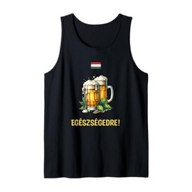 Egészségedre! Cheers in Hungarian with Beer Mugs and Flag Tank Top
