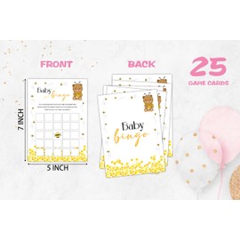Disfuco Bee Baby Shower Games - Boy Girl Gender Reveal - Bingo Cards - 25 Cards