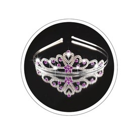 Yheahin Shiny Silver Crystal Tiara and Crown Pearl Rhinestone Heart Shape Princess Tiara Wedding Birthday Costume Hair Accessories for Girls (Purple-crystal)