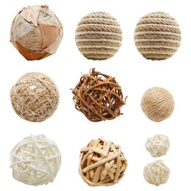 ZUDKSUY 10PCS Rattan Balls Decorative Rattan Ball Rattan Decor Bowl Fillers Decorative Orbs for Centerpiece Bowls for Flower Artwork Decoration Pet Foot Toys Home Ornaments