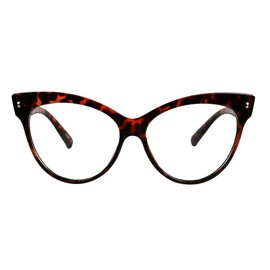 ShadyVEU Exaggeratted High Point Cat Eye Oversized XL Linda Belcher Inspired Rockabilly UV400 Clear Lens Sunglasses, Tortoise