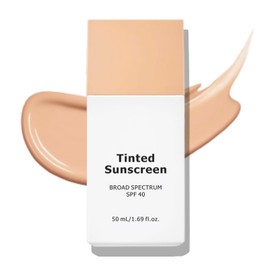 Daily Fluid Tinted Sunscreen SPF 40, Mineral Sunscreen with Zinc Oxide Formula, Ultra-Light Face Suncream for Sensitive Skin, Glowing Skin Non Greasy, Light Coverage, Evens Skin Tone, LN110