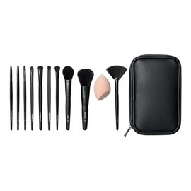 e.l.f. Juego de brochas de maquillaje completo para cara y ojos con estuche de viaje, 11 brochas para cara y ojos para crear un look de maquillaje com