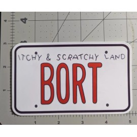zefforCrafts "BORT" license plate from "The Simpsons" die-cut vinyl sticker 3x5" white