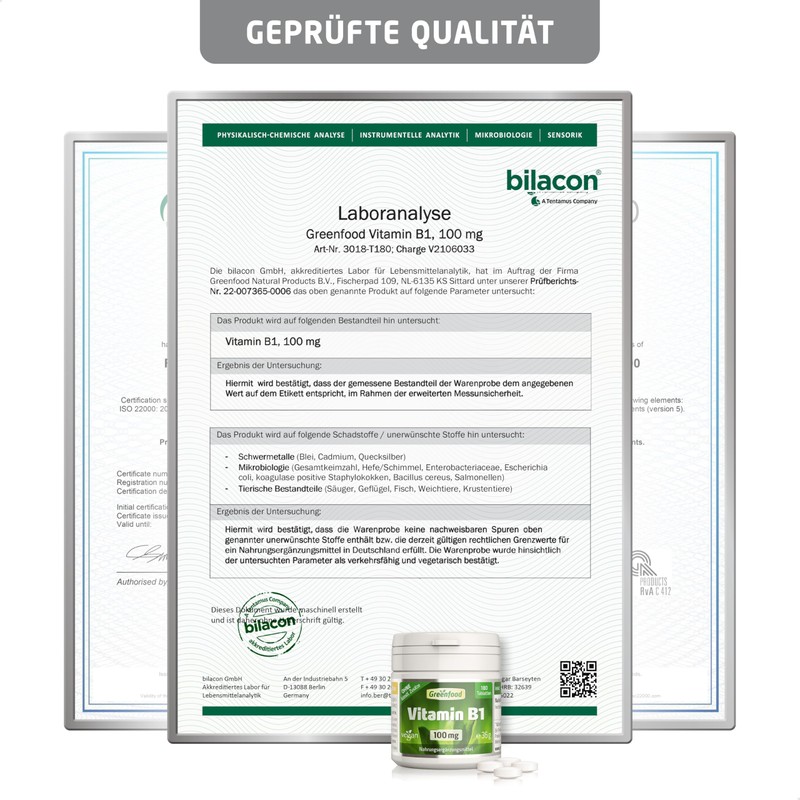 Vitamin B1, high dose, 100 mg - 180 tablets, vegan.