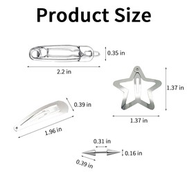 Goth Hair Clips for Women 20 Pcs Punk Spiked Metal Barrettes Star Safety Pin Shape Hair Accessories Y2K Style Silver Hairpins for Braids Buns Alternative Fashion Hairdressing Tool, 4 Styles