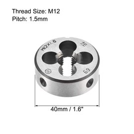 sourcing map M12 X 1.5 Metric Round Die, Machine Thread Left Hand Threading Die, Alloy Tool Steel Screw Thread Cutting Die