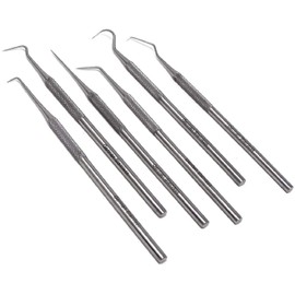 Set of 6 Hygiene Kit Teeth Cleaning Tools Single Ended Micro Probes Scalers Made of Premium Grade Stainless Steel Suitable for Dentist, Home, and Pet Oral Care - #9, 6, RA-90, 23, 17A, 1