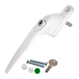 White Yale UPVC Window Handle Inline Double Glazing Universal Key Locking Espag - 40mm Spindle