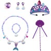 LGWJHCY 6-teiliges Meerjungfrauenkronen-Schmuck-Set, Prinzessinnen-Kostüm-Zubehör, inklusive Meerjungfrau-Prinzessinnenkrone, Armband, Zauberstab, Halskette, Ohrring,