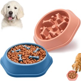 TOCOZOC Plato para Perro, 2 Piezas de Comedero Lento para Perros con Almohadilla Antideslizante, Plato Perro Comer Lento