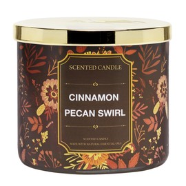 Fall Candle Cinnamon Pecan Swirl Scented Candle Autumn 3 Wicks Large Candle 14 oz