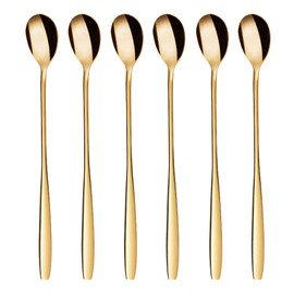GRÄWE Königstein Series Long Drinking Spoons, Set of 6, Stainless Steel Gold
