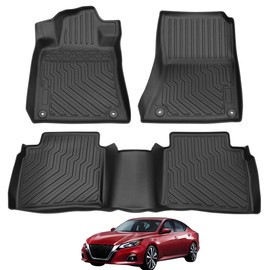 LNZMPART All Weather Floor Liners Fit for 2019-2024 Nissan Altima Car Mats 3D TPE Rubber Carpets Luxury Full Coverage Mat Set 1st & 2nd Row, Odorless, Anti-Slip, Laser Measured, Black