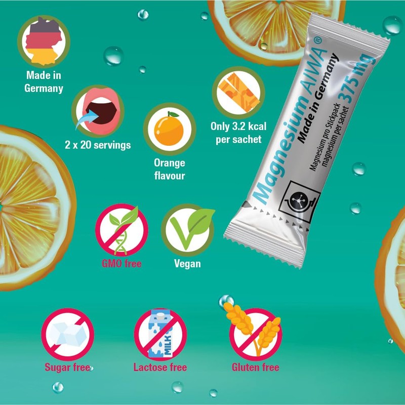 T&D Magnesium Stick Pack 375 mg, No Water, 40 Servings,