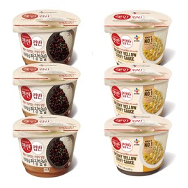 CJ Foods Korean CJ Hetbahn Cupbahn Microwavable Cooked Rice with Soup (Black Bean Sauce 짜장밥 3 packs) + (Yellow Curry Sauce 커리밥 3 packs) Total 6 packs