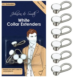 Johnson & Smith 6 Pack metal blanco collar extensores para tamaño 1/2 Expansión de vestido camisas, 3/20,3 cm