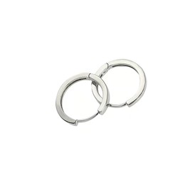 Silver Rhodium Plated Huggie Hoop 10mm Square Sleeper Earrings Non-allergenic