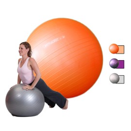 Exercise Ball (55-85cm) Duraform Yoga Ball, Burst Resistant Stability, Balance, and Pilate Supports 600lbs, with Hand Pump. (Orange, 75CM)