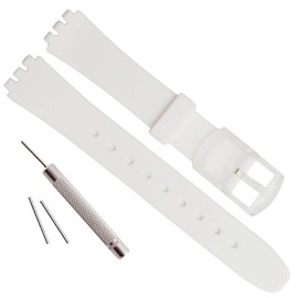 Replacement 12mm Waterproof Silicone Rubber Watch Strap Watch Band for Swatch (12mm, White)