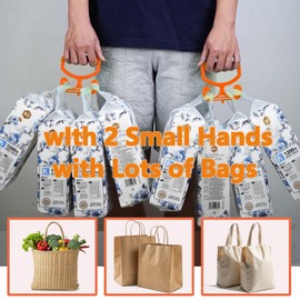 Grocery Bag Carrier with Plastic Storage Box, 2 Pack Grocery Bag Holder for Plastic Bags, Holds 100lbs, Heavy Duty Carry Handle, Comfortable Grip to Carry Bags, Buckets, Shopper Accessories, Orange