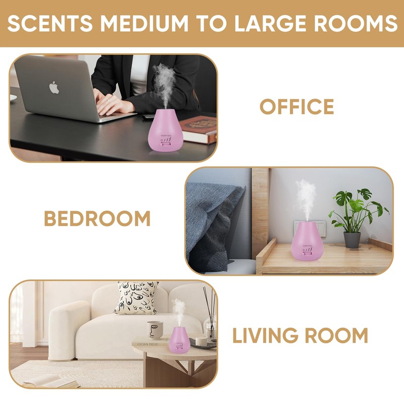 HAPPTWS Essential Oil Diffuser - Waterless Diffuser 3 Timer Settings