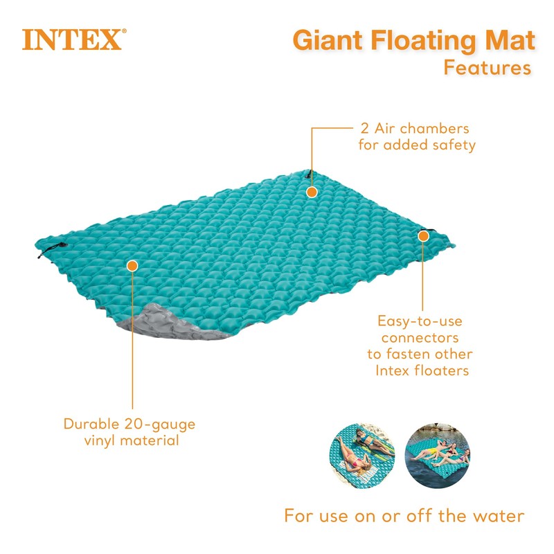 Intex 56841EP Giant Inflatable Floating Water Pool Lake Mat Platform