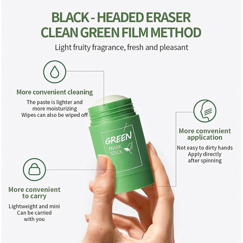 2 Stück Green Mask Stick,Green Tea Deep Cleanse Mask,Tiefenreinigende Gesichtsmaske