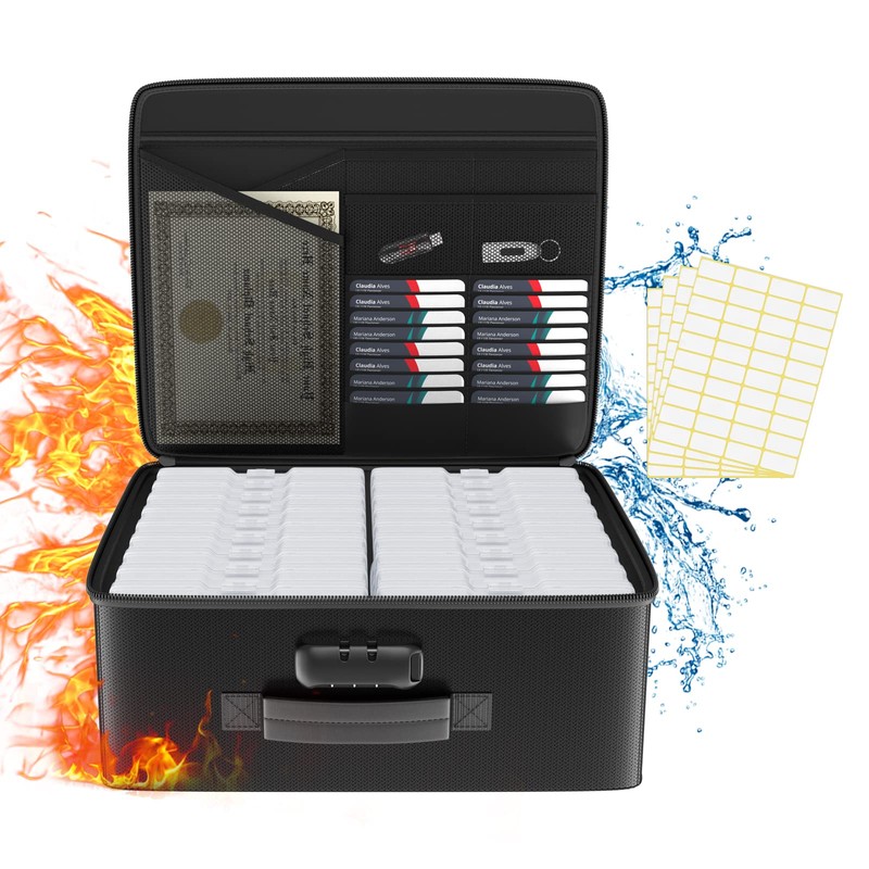 Fireproof Safe Photo Storage Box with 18 Inner 4" x