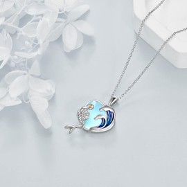 POPLYKE Mother and Daughter Children's Necklace for Women 925 Sterling Silver Mothers Day for Mum Jewellery Gifts, Sterling Silver, Moonstone