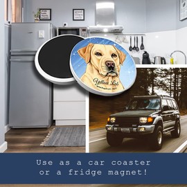 SJT ENTERPRISES, INC Golden Retriever 2.6" Absorbent Stone Car Coasters with Magnet on The Back - Use as Car Cup Holder Coaster or Kitchen Magnet - Artist Tomoyo Pitcher - Set of 2 (SJT35239)