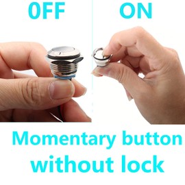 RUNCCI-YUN 4 Pieces 16mm Momentary Push Button Switch Waterproof Push Button Switch Round Momentary Switch with Pre wiring,DIY Stainless Steel Normally Open Metal Push Start Button (Flat Head)