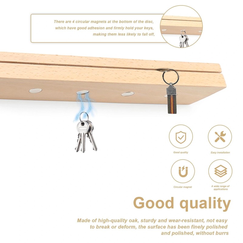 LIUZHUJ Magnetic Oak Key Rack - Magnetic Key Holder with