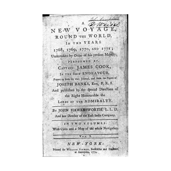 HistoricalFindings Photo: John Hawkesworth,New Voyage,Round The World,James Cook