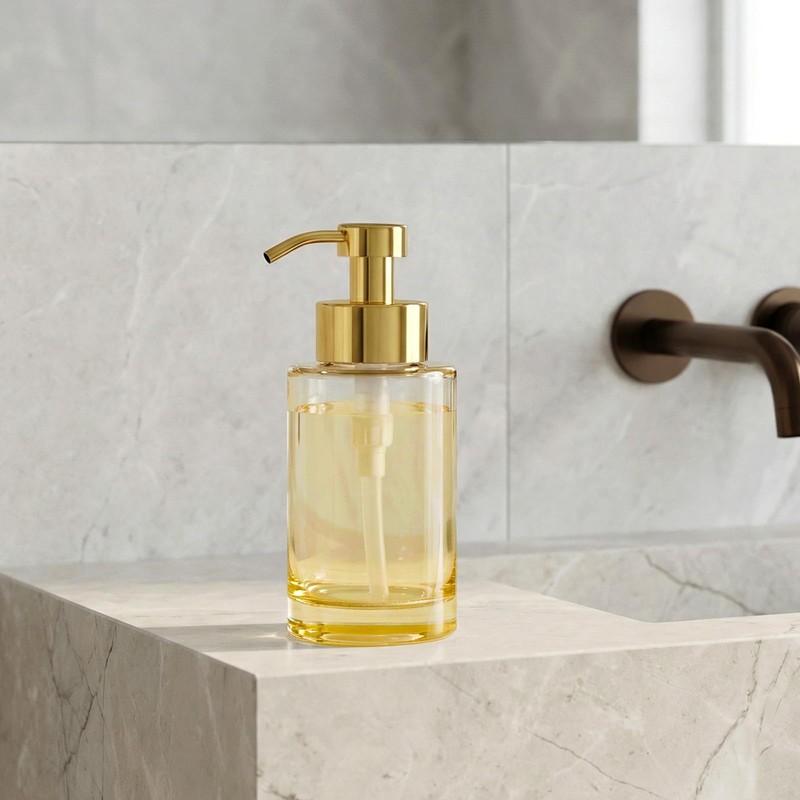 2 Pack Glass Soap Dispenser with Plastic Pump, 12oz Thick