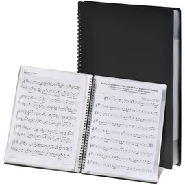 Sheet Music File, A4 Size, 12.6 x 9.4 inches (320 x 240 mm), 20 Pockets, 40 Pages, Ring Type, Direct Writing Design, Music Box