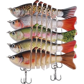 5pcs Multi Jointed Swimbaits Fishing Lures for Bass Trout Perch Pike, Slow Sinking Hard Bait Bionic Swimming Lures for Freshwater Saltwater